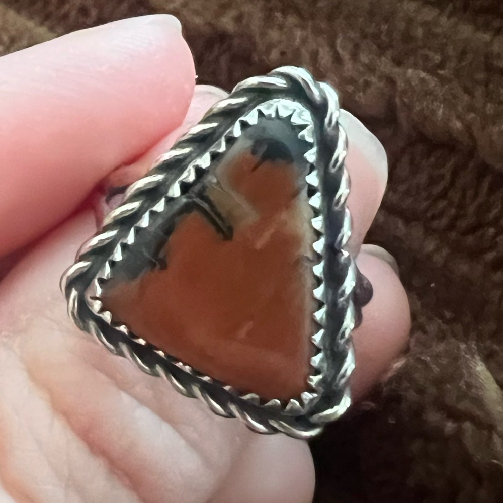 Vintage Sterling silver petrified wood ring